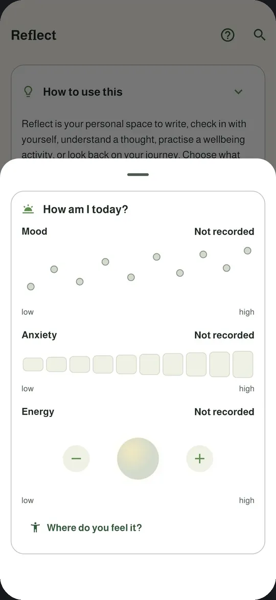 Reflect: a gentle check-in for mood, anxiety and energy
