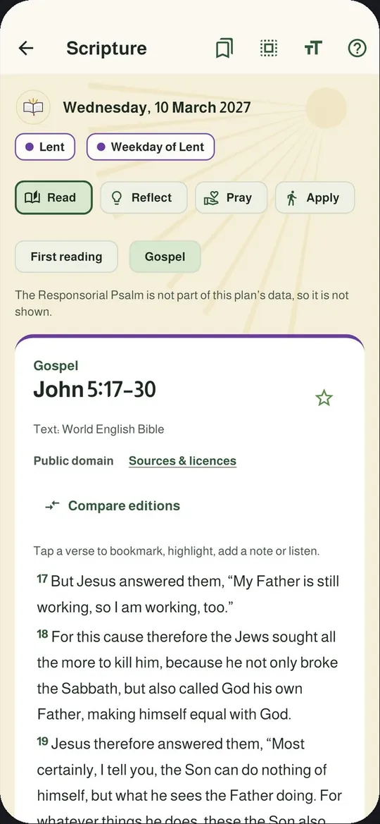 Read the Gospel of the day