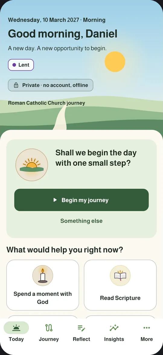 Good morning, Daniel: the Today screen in Lent