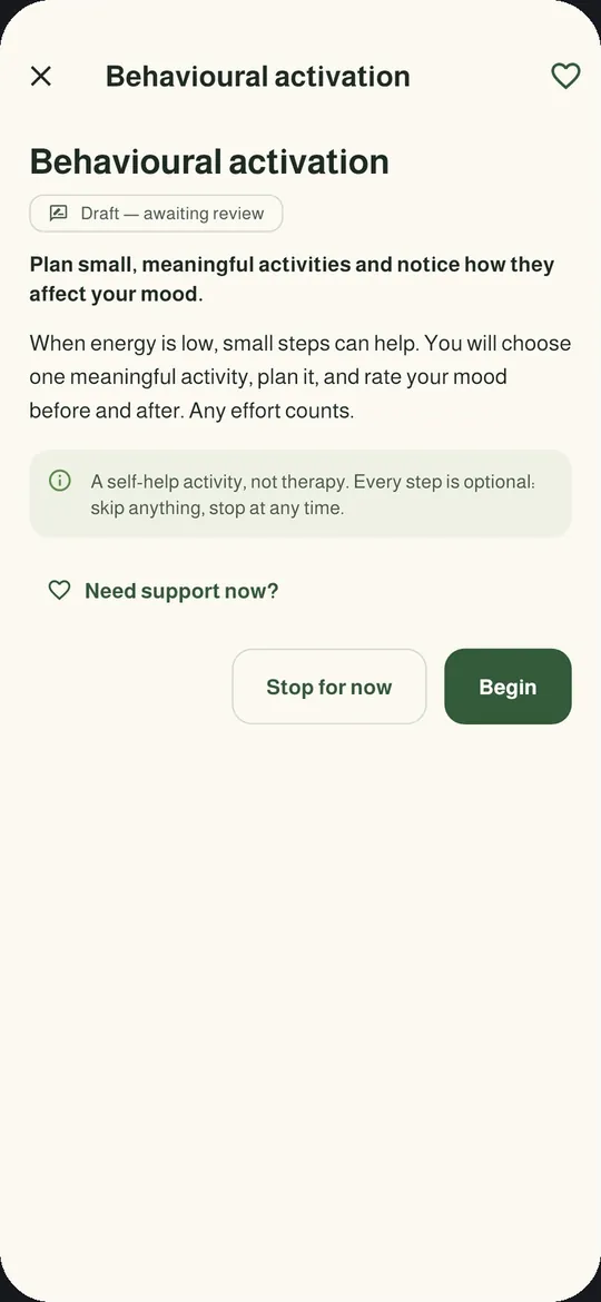 Behavioral activation: plan one small activity
