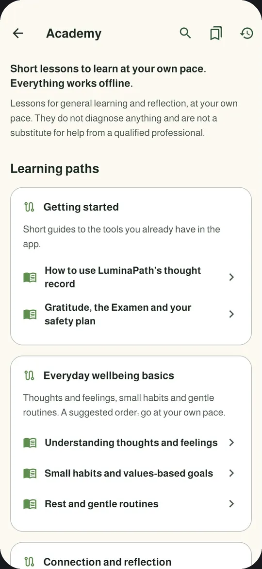 Academy with learning paths