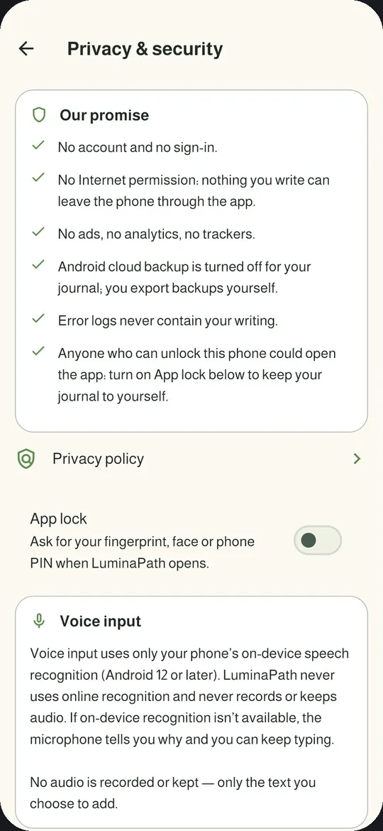Privacy and security settings