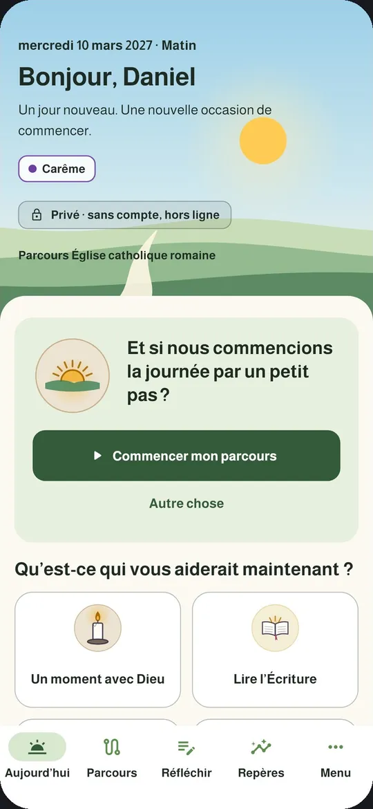 Today screen in French