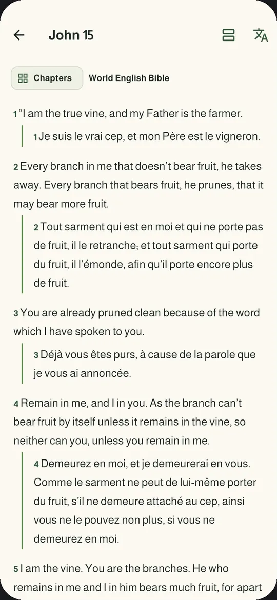 Parallel reading in English and French